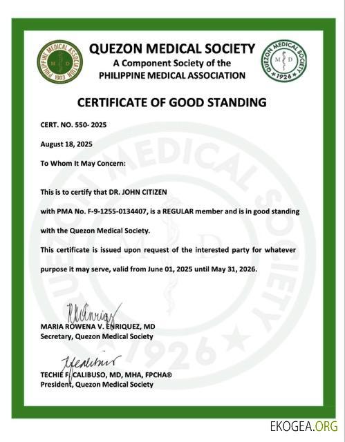 Modèle Word et PDF de certificat de bonne réputation des Philippines, version 5